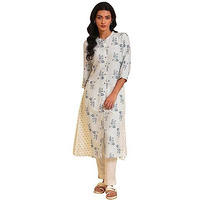 W For Woman Women's Rayon Regular Kurta (23Few19268-120854_Ecru