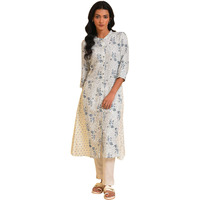 W For Woman Women's Rayon Regular Kurta (23Few19268G-120854_Broken White
