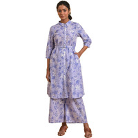 W For Woman Women's Cotton Kurta & Flared Pant (23Fews19344-121046_Lavender Blue