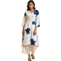 W For Woman Women's Cotton Regular Kurta (23Few18786-120810_White_18)