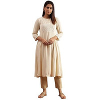 W For Woman Women's Viscose Solid Loose Kurta (23Maf11004-920765_Angora White
