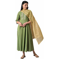 Green Festive Zari Embroidered Dress