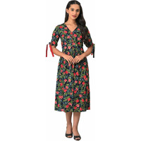 Blue A-Line Floral Printed Summer Dress