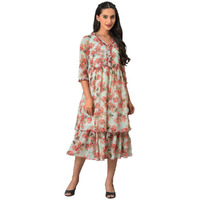 Aurelia Women's Polyester Fit And Flare Midi Dress (23Fea13872-506467_Blue
