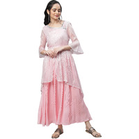 Aurelia Pink Asymmetrical Contemporary Chiffon Festive Dress (Size: S)-23Fea14004-506601