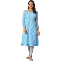 Aurelia Blue Foil Pattern Sequin Angrakha Kurta