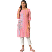 Aurelia Pink Botanical Regular Kurta For Women