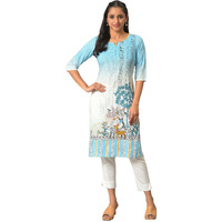 Aurelia Blue Botanical Regular Kurta For Women