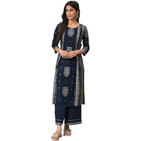 W For Woman Women's Viscose Kurta (22Auws18253-119019_Dark Blue