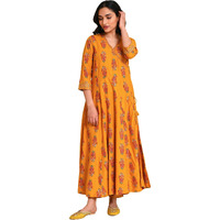 W For Woman Yellow Multicolour Printed Angrakha Kurta Set_22Auws19555-121759_S