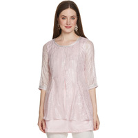 Aurelia Pink Foil Print Regular Kurti For Women