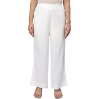 Aurelia White Solid Palazzo Ethnic Bottomwear For Women