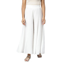 Aurelia White Solid Palazzo Pants For Women