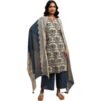 W For Woman Women Indigo Printed Georgette Drape Dupatta, Free Size