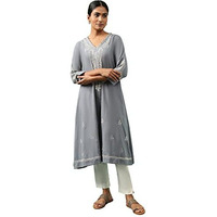 W For Woman Women's Cotton Regular Kurta_Provincial Blue