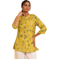 W For Woman Yellow Floral Straight Top (Size: Xs)-23Few31388-119878