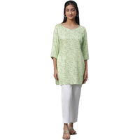 Green Floral Print Casual Summer Kurti