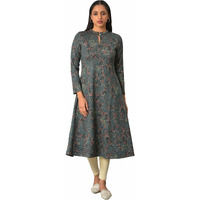W For Woman Women's Polyester Regular Kurta (22Now18637-120016_Teal