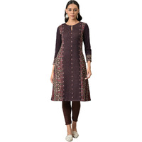 W For Woman Women Regular Fit Maroon Jacquard Flared Plus Size Winter Kurta_22Now18500G-312468_5Xl