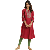 W For Woman Maroon Embroidered Festive Kurta (Size: 2Xl)-23Auw19800-220044