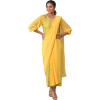 Aurelia Women's Polyester Fit And Flare Knee-Length Casual Dress (22Aua13600-505307_Yellow