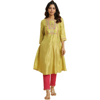 W For Woman Green Embroidered Shantun Festive Kurta (Size: Xs)-23Auw19242-220549