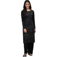 Aurelia Women's Acrylic Regular Kurta (22Noa13536-603090_Black
