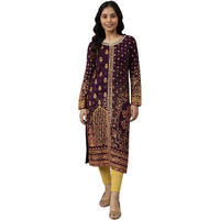Aurelia Women's Acrylic Regular Kurta (22Noa13696-505617_Purple