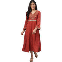Aurelia Women Cinnabar Acrylic Solid Yarn Dyed A-Line Dress_22Noa13706-703354_S