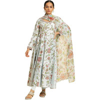W For Woman Women's Rayon Floral Kurta, Tight & Dupatta (23Auws19710-122137_Sky Blue