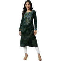 Aurelia Women's Acrylic Regular Kurta (22Noa13723-505837_Green
