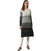 Aurelia Women's Acrylic Regular Kurta (22Noa13538-603090_Black