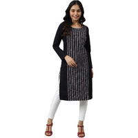 Aurelia Women's Acrylic Regular Kurta (22Noa13737-703535_Black
