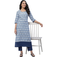 Aurelia Women's White Floral Printed Cambric Straight Kurta_23Aua14414-506854_L