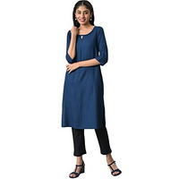 Aurelia Women's Viscose Regular Kurta (22Aua13760-605251_Blue
