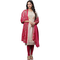 Aurelia Women Raspberry Pink Floral Printed Silver Chiffon Dupatta