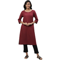 Aurelia Women's Maroon Yarn Dyed Rayon Flax Kurta_23Aua12231-703672_Xxl