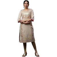 Aurelia Women's Cotton Regular Kurta (23Aua14429-506976_Beige
