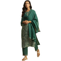 W For Woman Women's Green Solid Chiffon Dupatta_23Auw82071-220051_Free Size