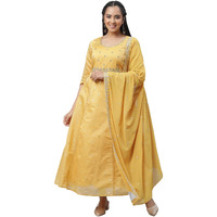 Aurelia Women's Yellow Viscose Dresses, Dupatta Suit Set_23Auas14186-507173_Xxl