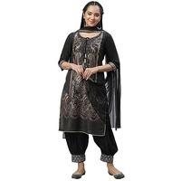 Aurelia Women's Polyester Kurta-Salwar-Dupatta (23Aud10599-507121_Black