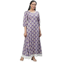 Aurelia Women's Dusk Floral Printed Viscose Dress_23Aua14496-507262_Xxl Purple