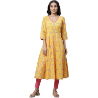 Aurelia Women's Solar Power Floral Printed Pure Cotton Flared Kurta_23Aua14498-507458_M