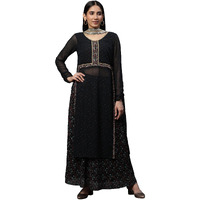 Aurelia Women's Polyester Kurta Set, Black
