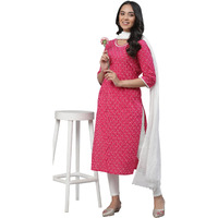 Aurelia Women's Striped Regular Pink Cotton Kurta