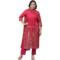 Aurelia Pink Abstract Printed Geometric Printed Blend Kurta Dupatta Bottomwear
