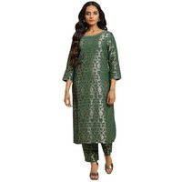 W For Woman Women's Rayon Floral Regular Kurta (23Auw19807-312591_Green