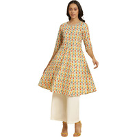 W For Woman W For Womanhite Paisley Printed Cotton Regular Kurta