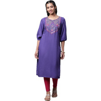 Aurelia Blue Embroidered Zari Sequin Straight Long Kurta