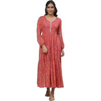 Aurelia Purple Floral Printed Midi Dress For Women